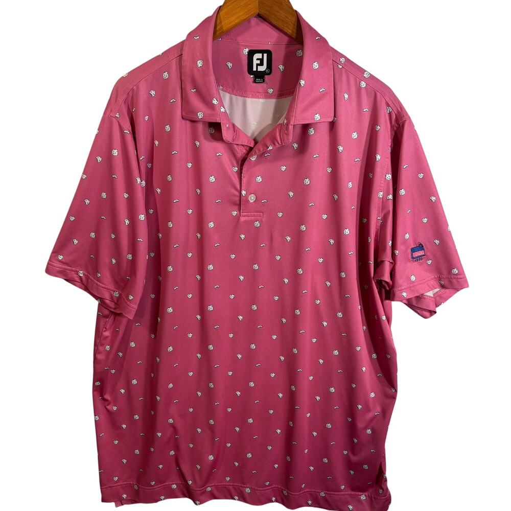 FootJoy Cookie 1956 LOGO Pink Golf Polo Shirt Men's Size XL Extra Large